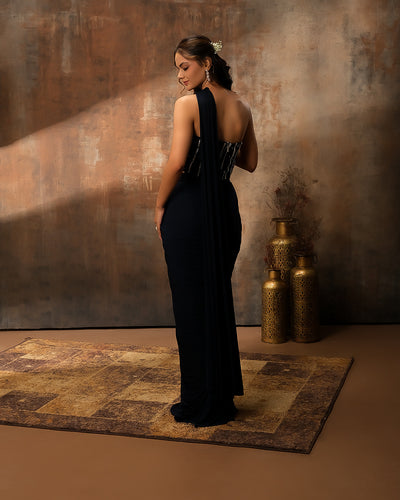 Darkness Glam Embellished Festive Pre-Draped Saree
