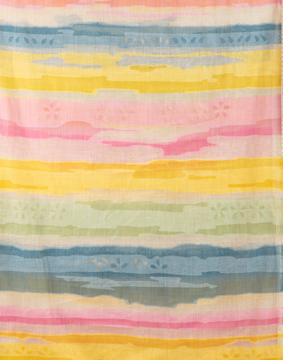 Dove White Jacquard Cotton Unstitched Suit Set With Multicolor Printed Dupatta