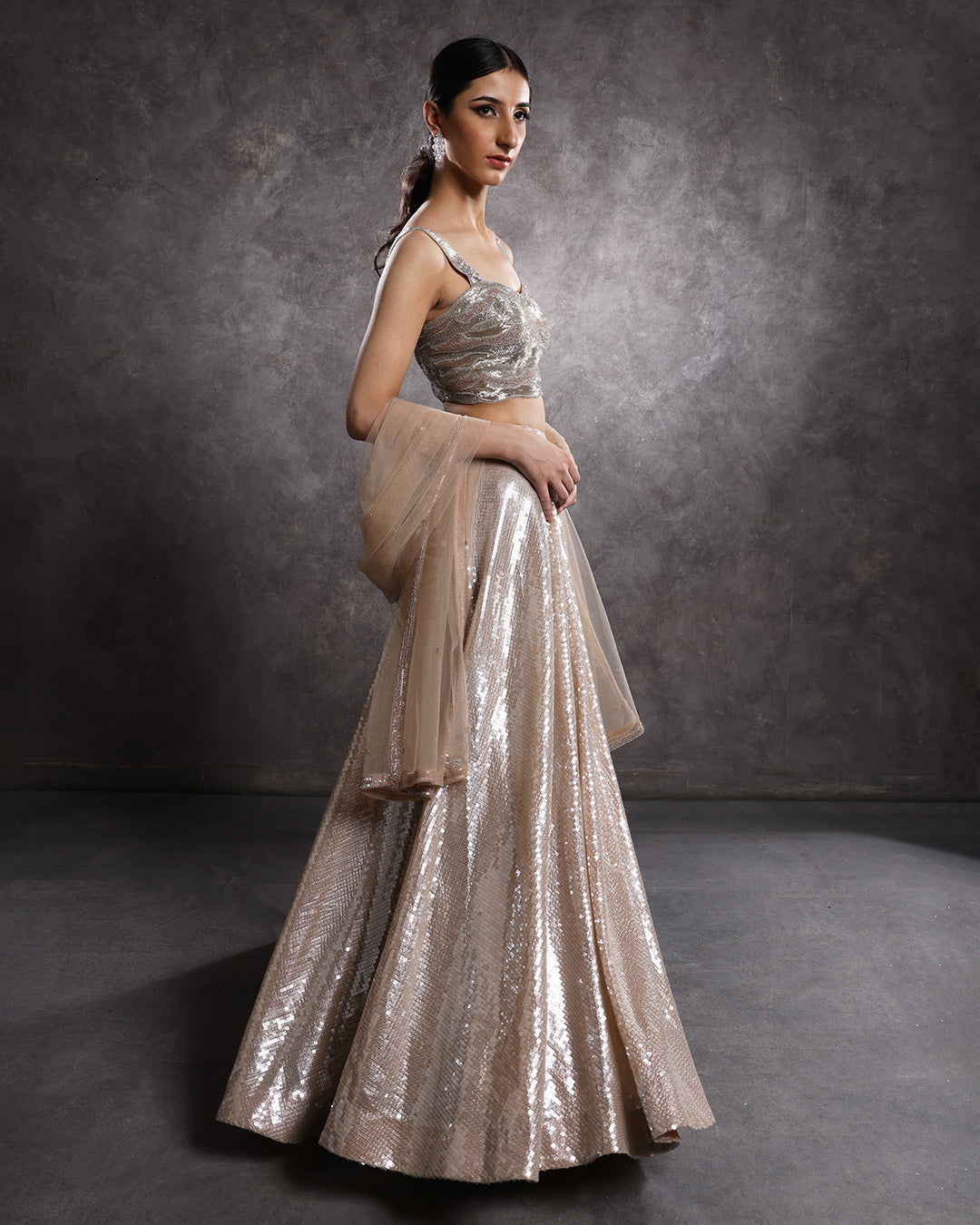 Dune Wave Embellished Cocktail Lehenga Set