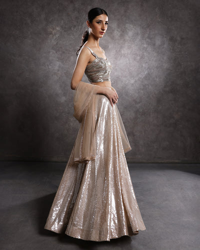 Dune Wave Embellished Cocktail Lehenga Set