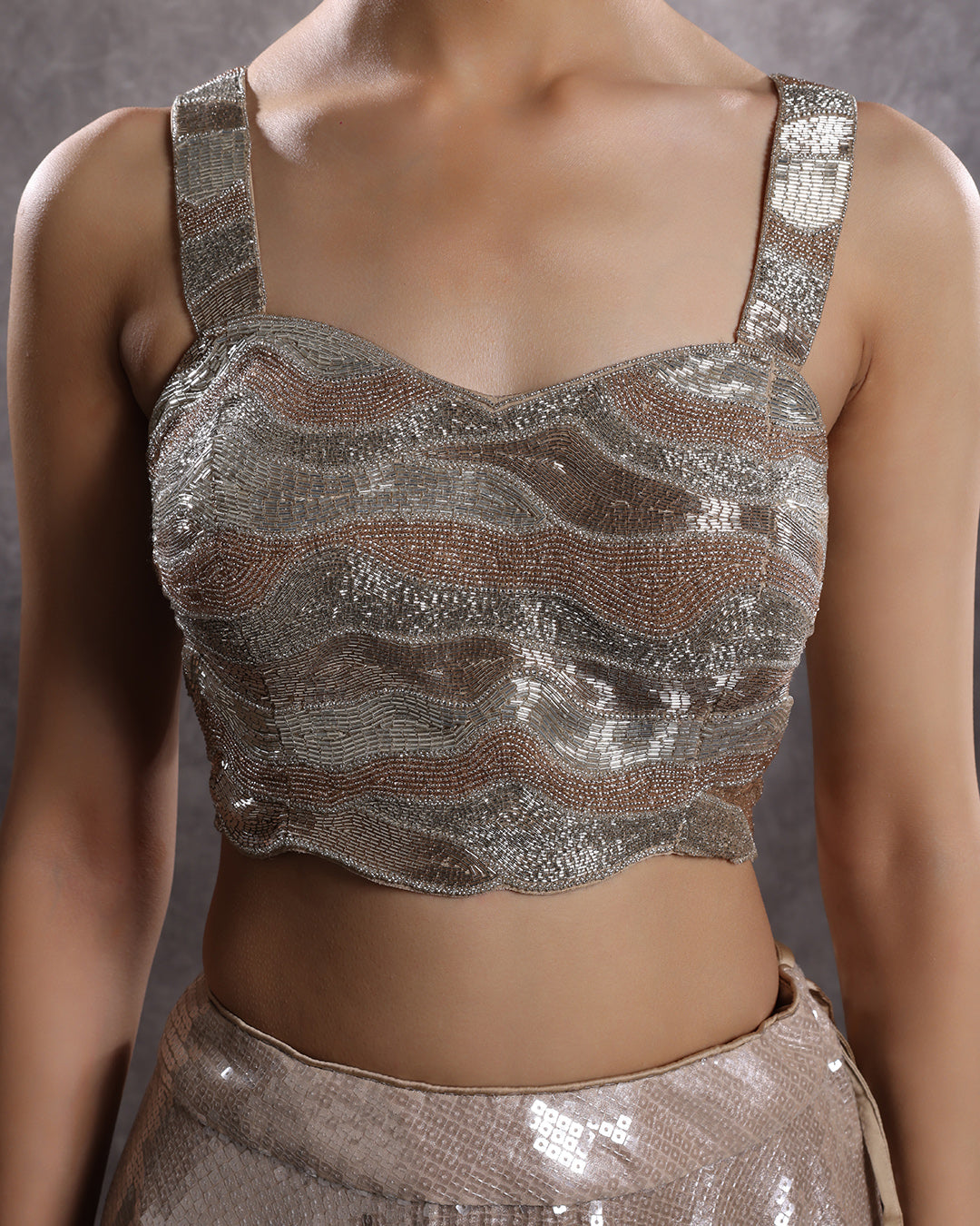 Dune Wave Embellished Cocktail Lehenga Set