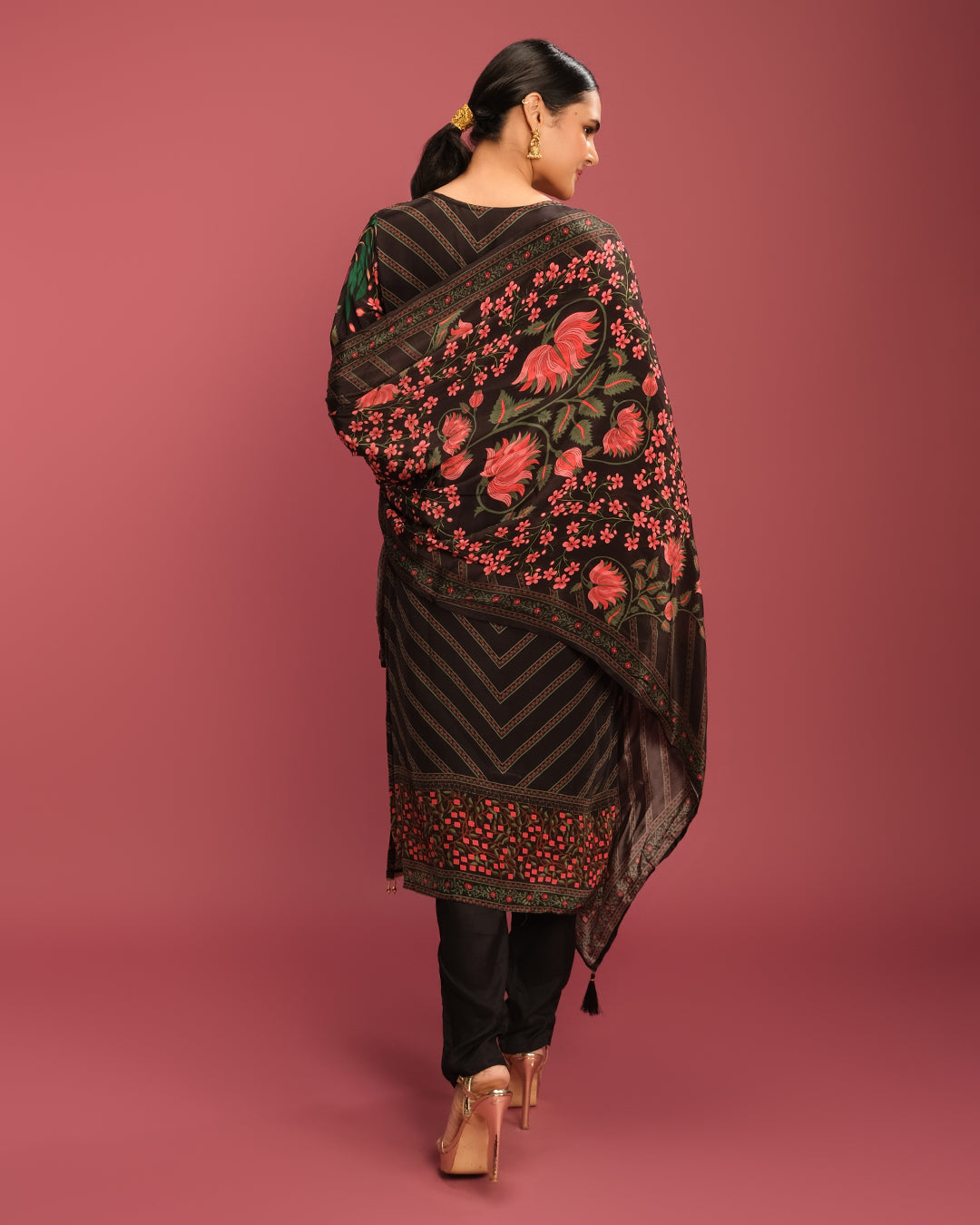 Flora Bloom Printed Pure Crepe Silk Kurta Set