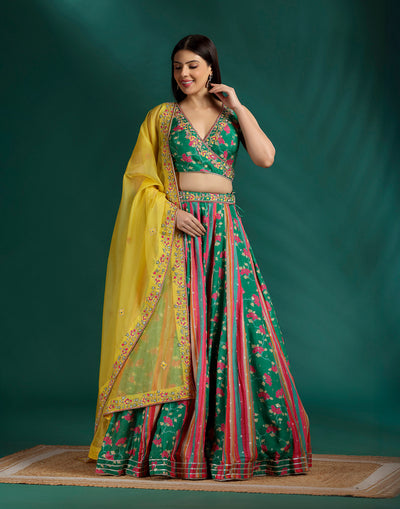 Forest Bloom Printed Lehenga Set For Mehendi