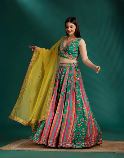 Forest Bloom Printed Lehenga Set For Mehendi
