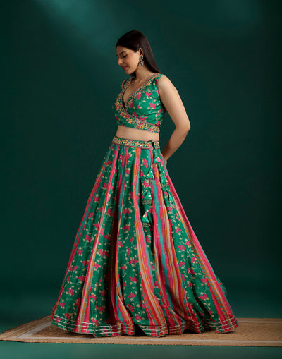 Forest Bloom Printed Lehenga Set For Mehendi