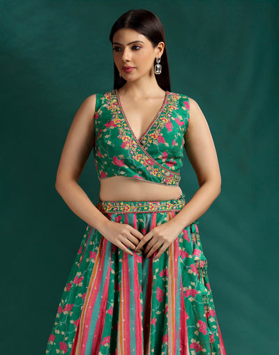 Forest Bloom Printed Lehenga Set For Mehendi
