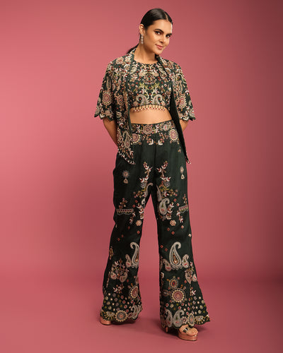 Forest Muse Multicolor Thread Embroidered Fusion Set