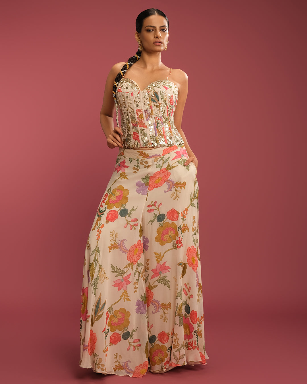 Gardenia Charm Printed Corset Set