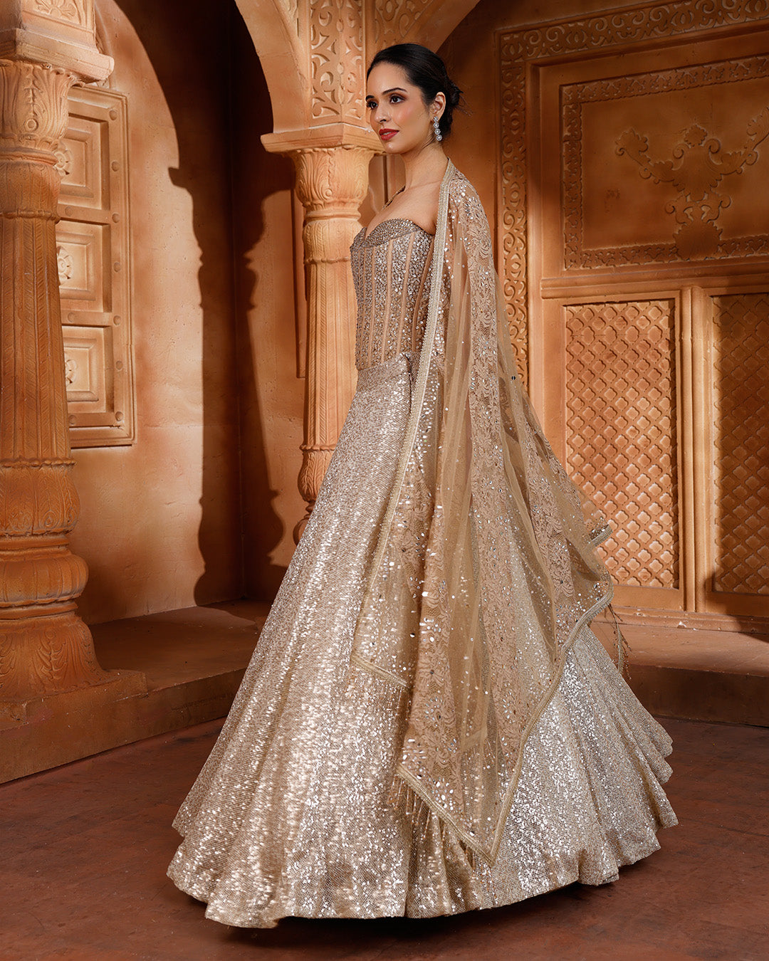 Glitz & Glam Sequin Embellished Corset Lehenga Set