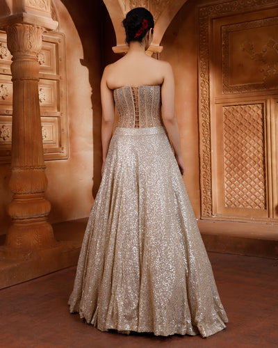 Glitz & Glam Sequin Embellished Corset Lehenga Set