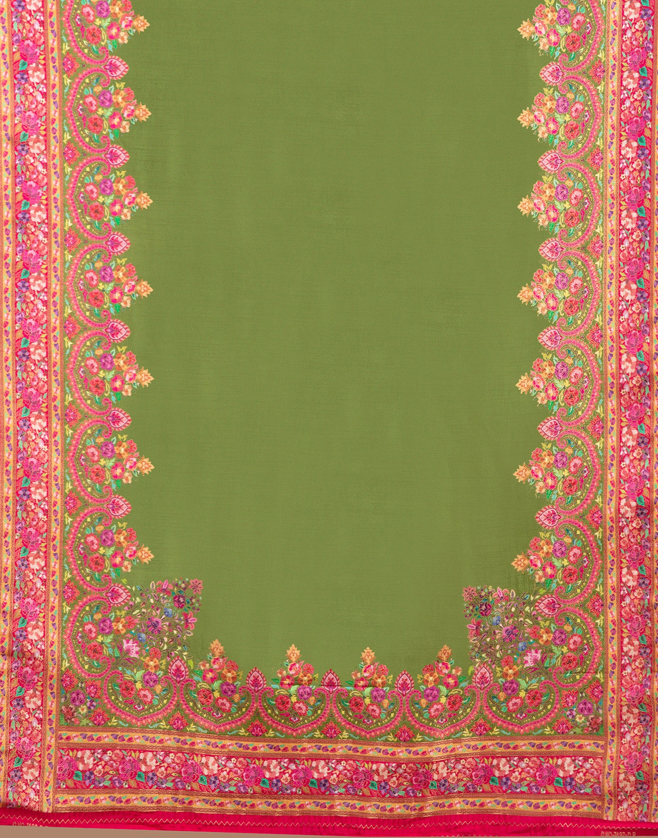 Henna Green With Contrast Woven Design Silk Unstitched Suit Set