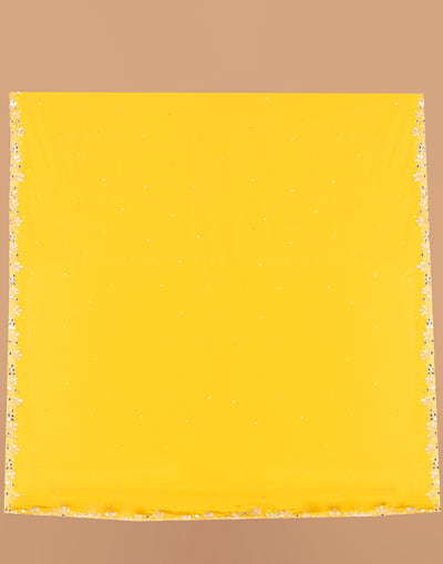 Honey Yellow Crepe Silk Embroidered Unstitched Suit Set