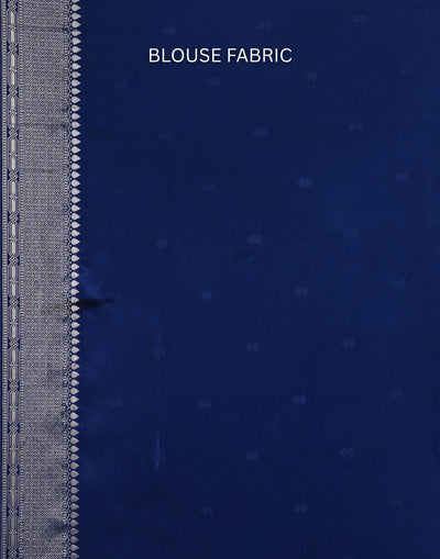 Ink Blue Dola Silk Saree With Unstitched Blouse Fabric