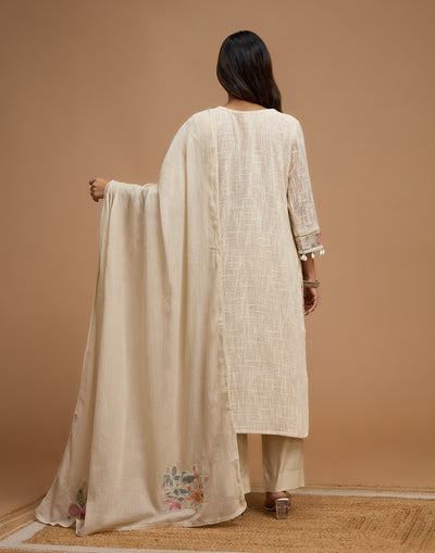 Ivory Charm Jute Cotton Printed Semi Stitched Suit Set