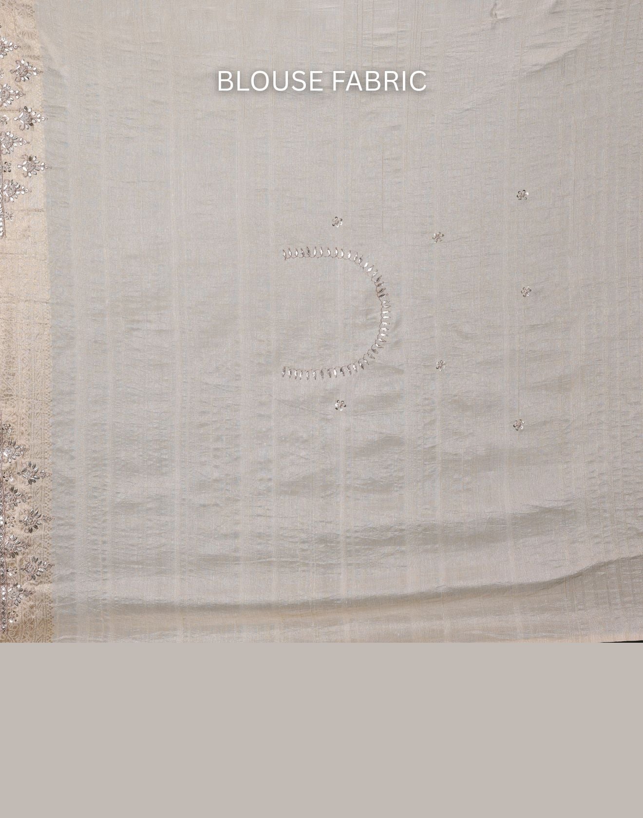 Ivory Mist Pure Silk Embroidered Saree With Stitched Blouse