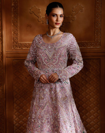 Lavender Love Embellished Shimmer Silk Bridal Farshi Set