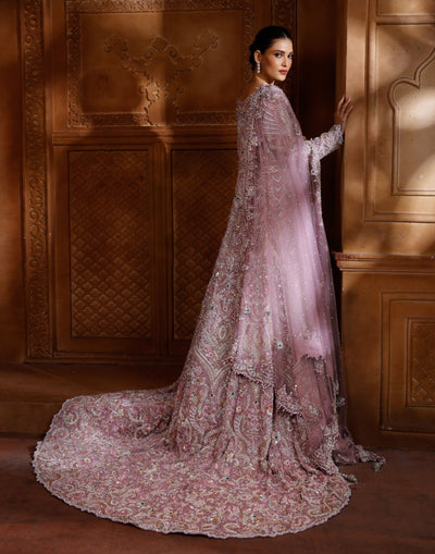 Lavender Love Embellished Shimmer Silk Bridal Farshi Set