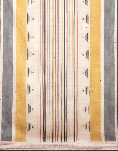 Matte Gold With Printed Design Blended Silk Unstitched Suit Set