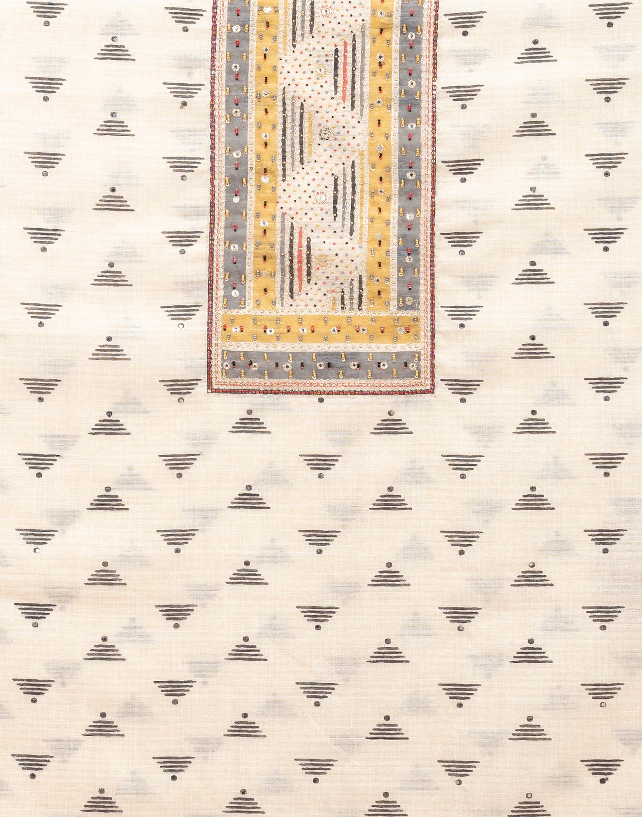 Matte Gold With Printed Design Blended Silk Unstitched Suit Set