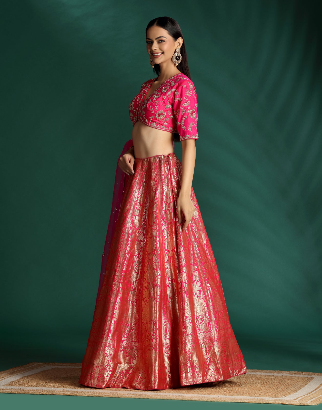 Mulberry Pink Banarasi Brocade Lehenga Set