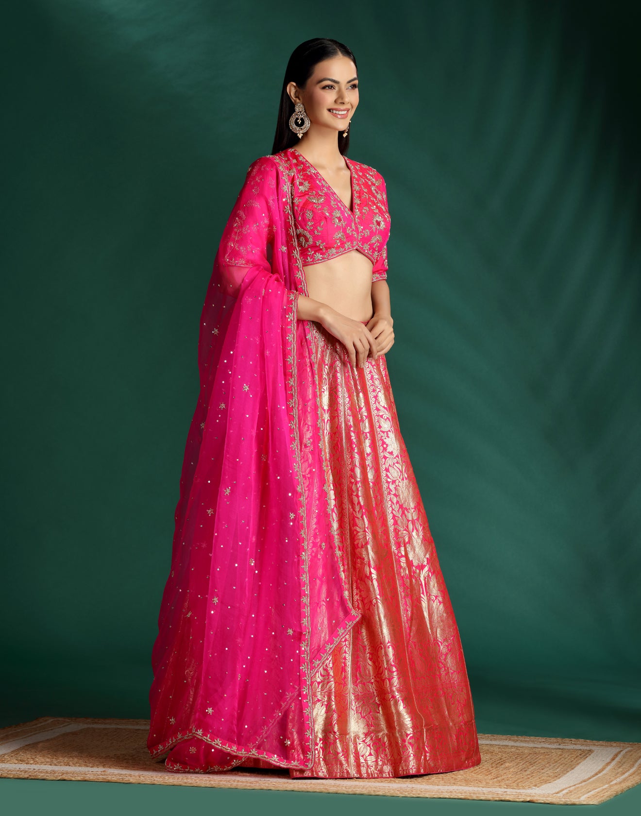 Mulberry Pink Banarasi Brocade Lehenga Set