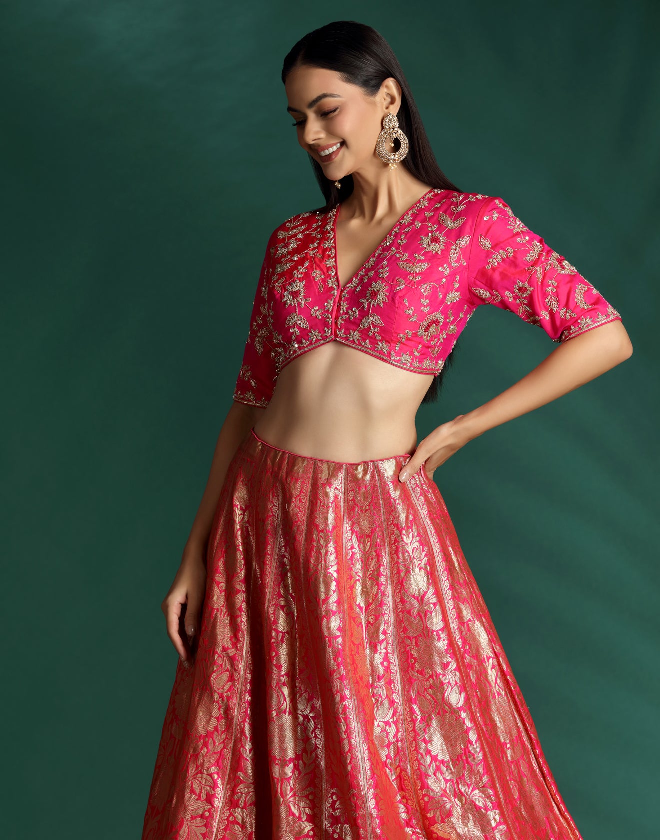 Mulberry Pink Banarasi Brocade Lehenga Set