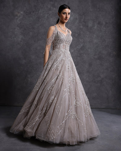 Muted Hue Embellished Bridal Gown