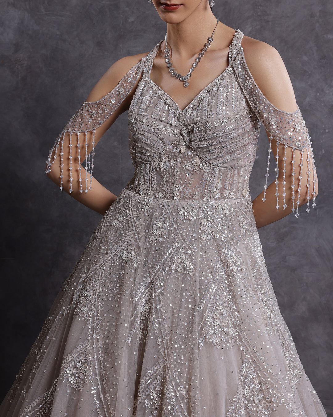 Muted Hue Embellished Bridal Gown