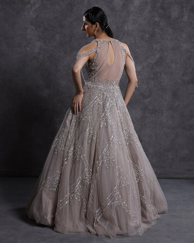 Muted Hue Embellished Bridal Gown