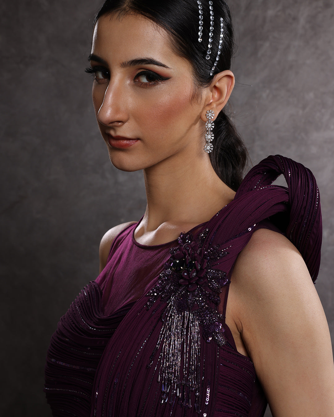 Mystic Mulberry Sculpted Layered Gown