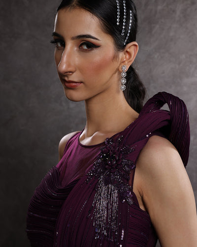 Mystic Mulberry Sculpted Layered Gown