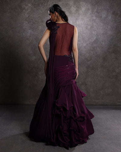 Mystic Mulberry Sculpted Layered Gown
