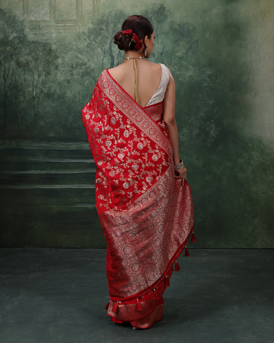 Noor-e-Banaras Dola Silk Saree With Unstitched Blouse Fabric