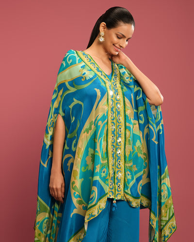 Ocean Jade Printed Festive Kaftan Set