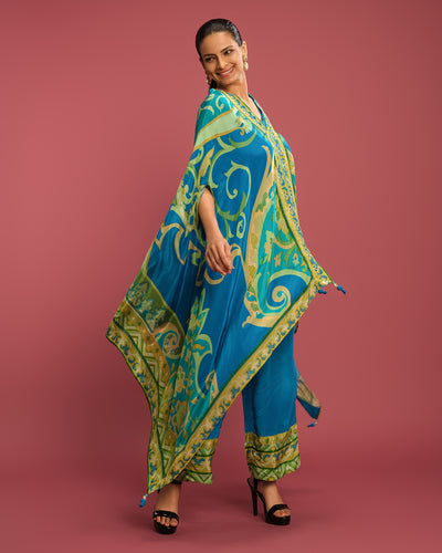 Ocean Jade Printed Festive Kaftan Set