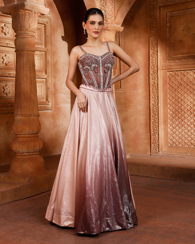 Ombré Bronze Corset Lehenga Set