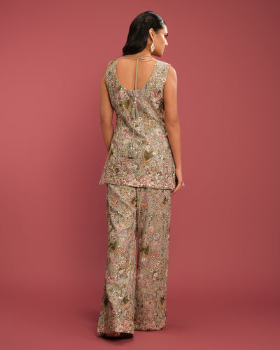 Pastel Aqua Embroidered Festive Fusion Set