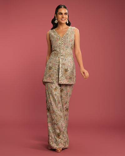 Pastel Aqua Embroidered Festive Fusion Set