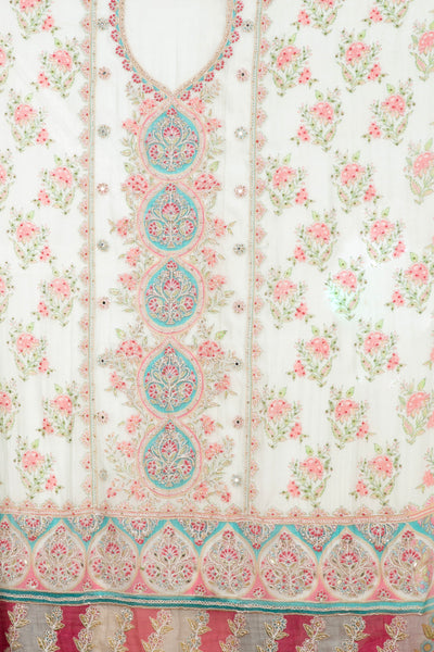 Pearl Pistachio Mughal Printed Soft Silk Unstitched Suit Set