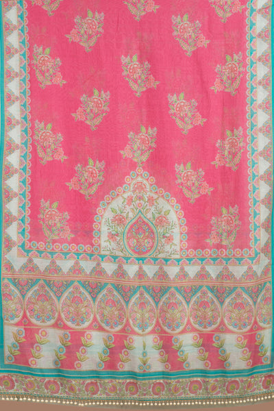 Pearl Pistachio Mughal Printed Soft Silk Unstitched Suit Set