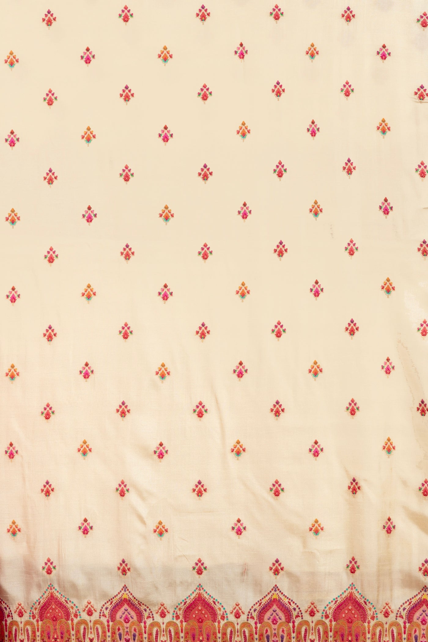 Pearl White And Berry Pink Woven Silk Unstitched Suit Set