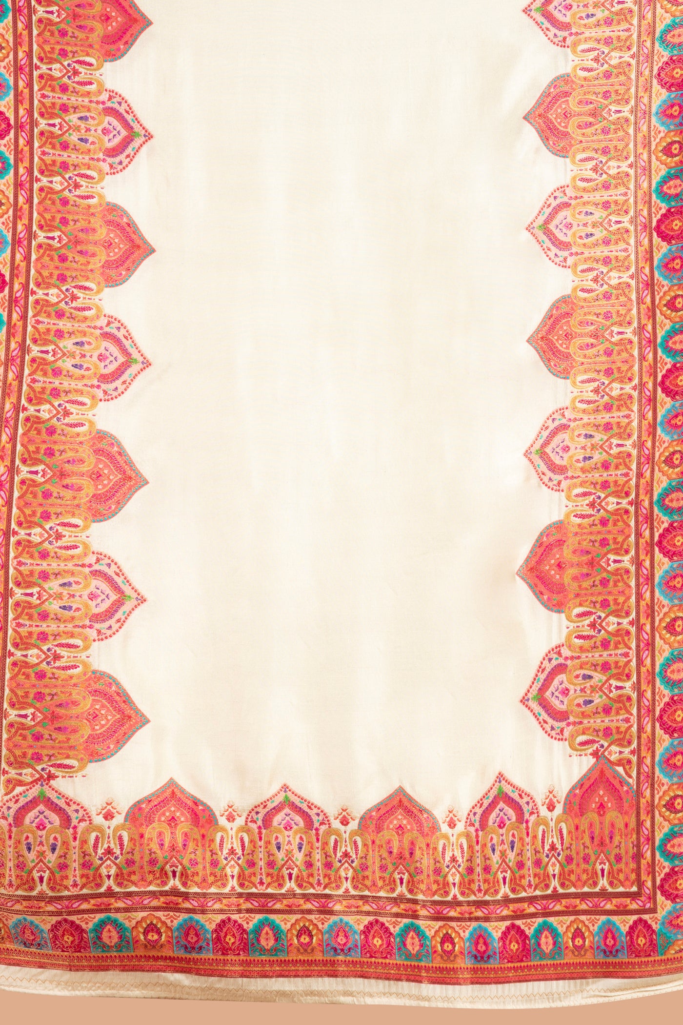 Pearl White And Berry Pink Woven Silk Unstitched Suit Set