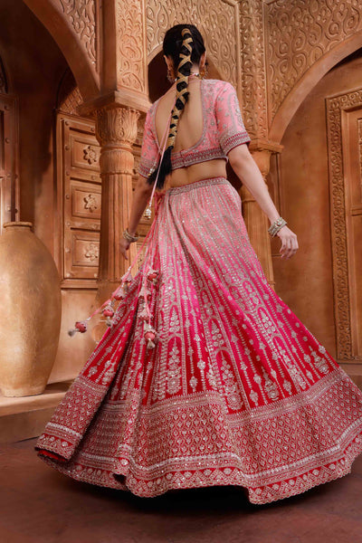 Pink Petals Ombré Bridal Lehenga Set