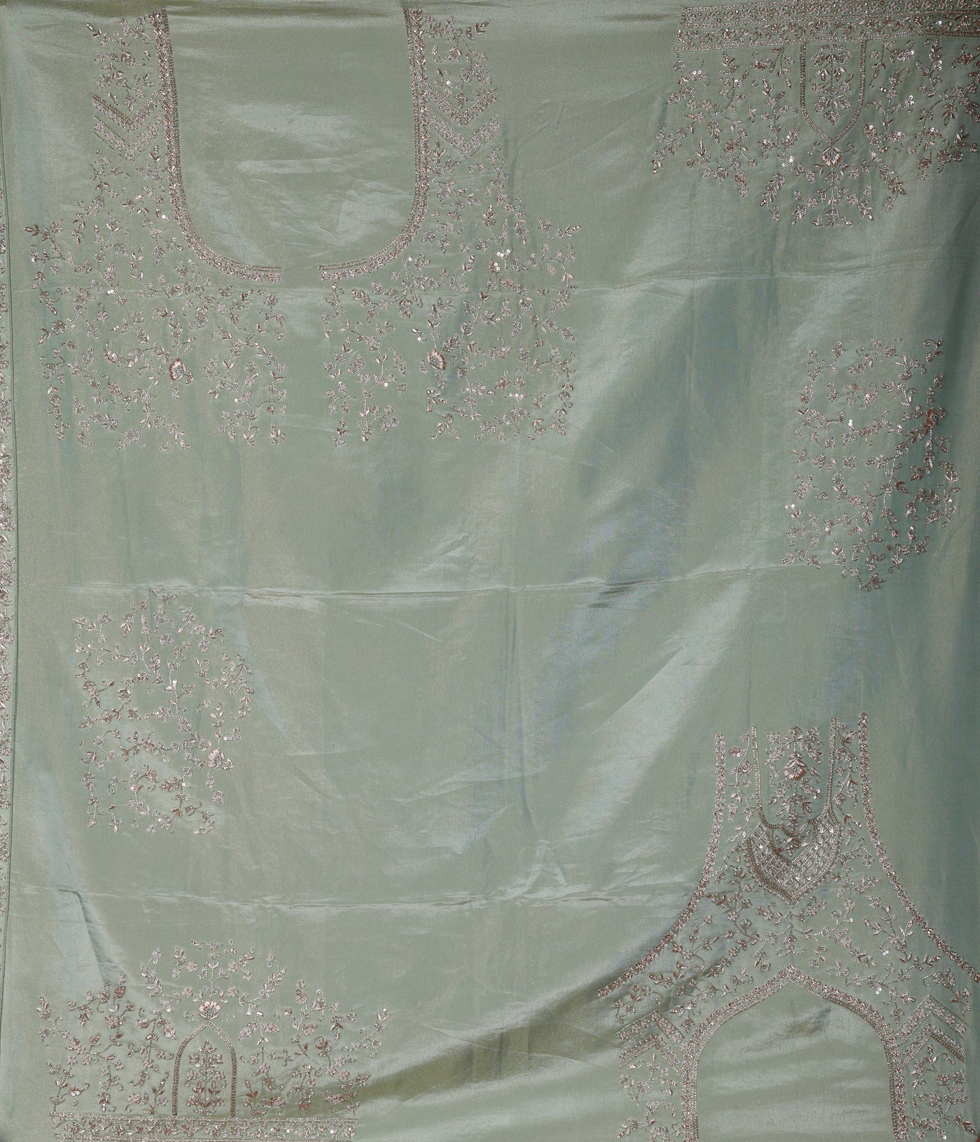 Pistachio Pearl Hand Embroidered Lehenga With Unstitched Blouse Fabric