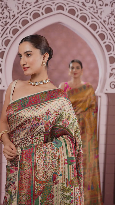 Sunheri Leela Dola Silk Saree
