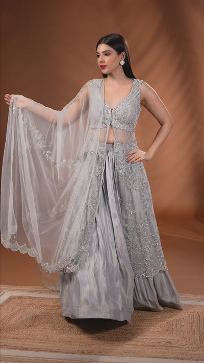 Silver Dust Hand Embroidered Pakistani Suit