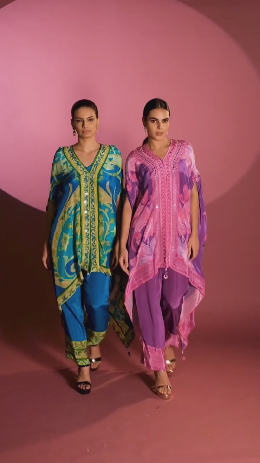 Ocean Jade Printed Festive Kaftan Set