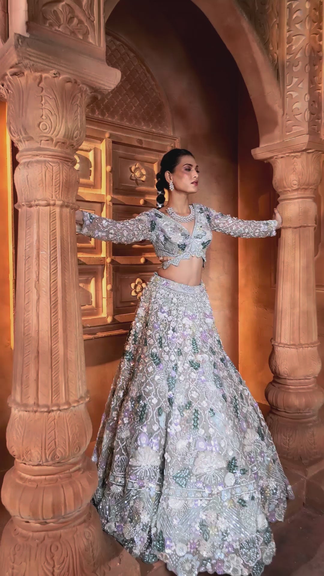 Aqua Pop Embellished Bridal Lehenga Set