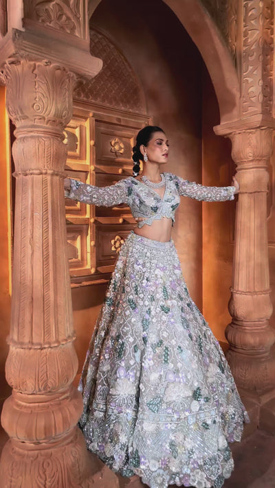 Aqua Pop Embellished Bridal Lehenga Set