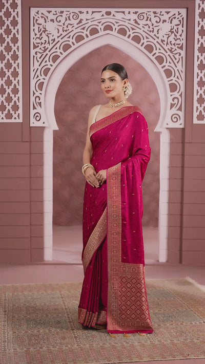 Red Dahlia Dola Silk Saree